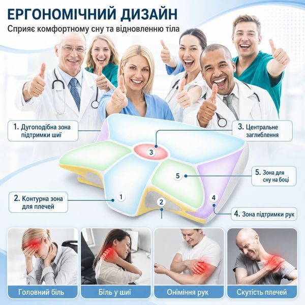 Подушка для сна Butterfly шейная поддержка 62x37x12 см White-Black 3_08615 фото