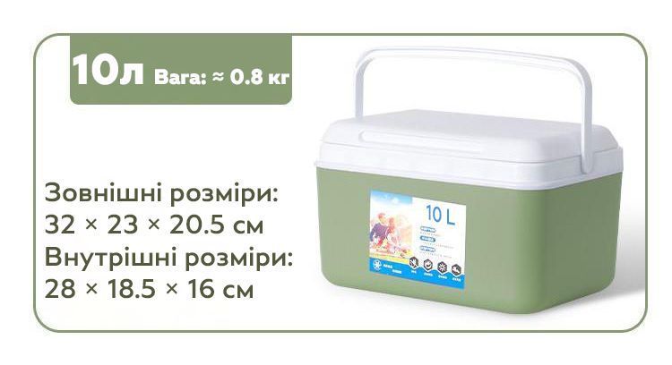 Термобокс OLI-10 с плотной крышкой и ручкой 10 литров Зеленый 3_06764 фото