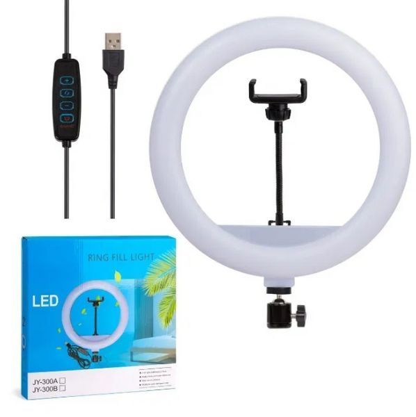 Кольцевая LED лампа JY-300A 30 см с держателем USB управление на проводе 2_009797 фото