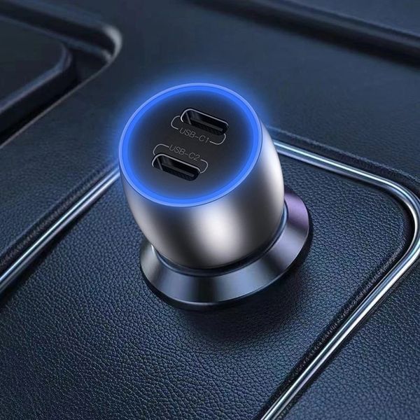 Зарядний пристрій для авто XO CC51 40W 2xUSB-C з кабелем Silver 3_07923 фото