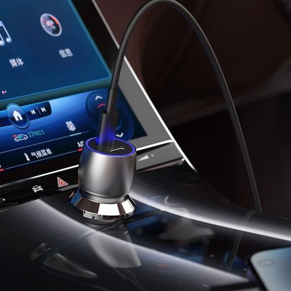 Зарядний пристрій для авто XO CC51 40W 2xUSB-C з кабелем Silver 3_07923 фото