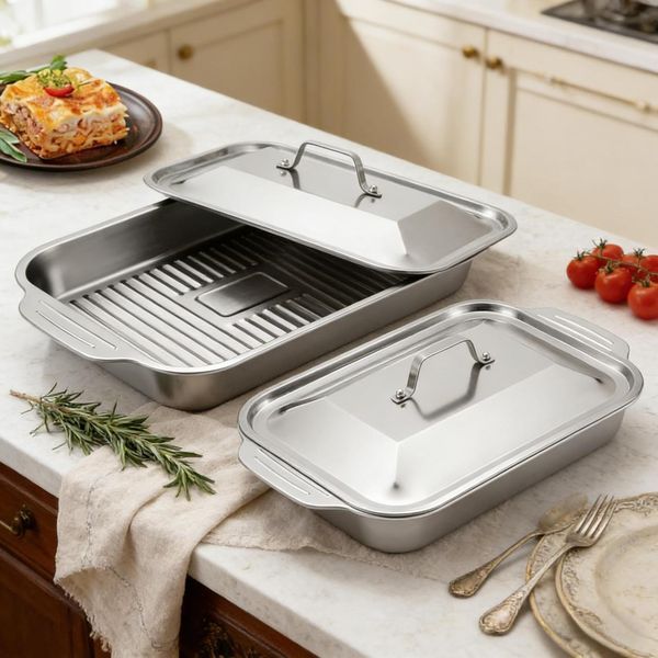 Деко для запікання R-26 з кришкою 40x24.5x7.5 см Silver 3_08441 фото