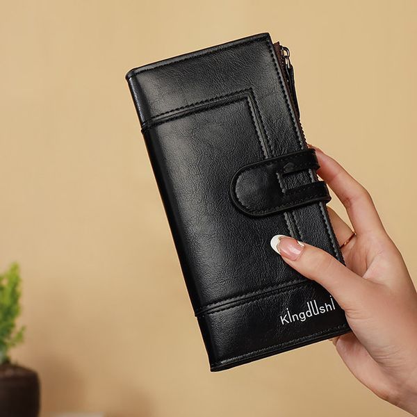 Гаманець жіночий Kingdushi з еко-шкіри 19x9x3 см стильний Black 3_06075 фото