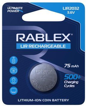 Таблеткова батарейка Rablex LIR2032 3.6V 75mAh Літій-іонна 1 шт 7_01914 фото