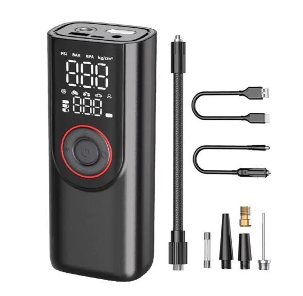 Портативний автомобільний компресор RIAS ATJ-9566 з дисплеєм та Power Bank 80W 3_07790 фото