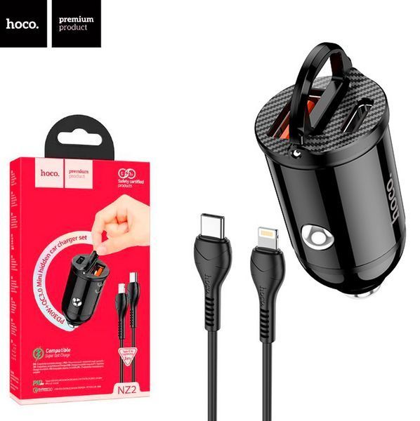 Зарядное устройство Hoco NZ2 PD30W для автомобиля с кабелем Lightning 7_02683 фото
