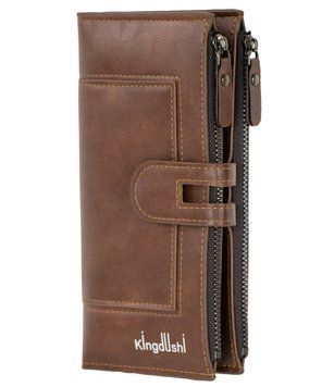 Гаманець для жінок Kingdushi 19x9x3 см з екошкіри стильний Brown 3_06076 фото