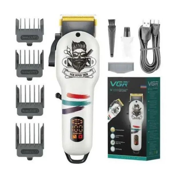 Електрична машинка для стрижки VGR V-699 з LED-дисплеєм 4 насадки акумуляторна 3_06923 фото