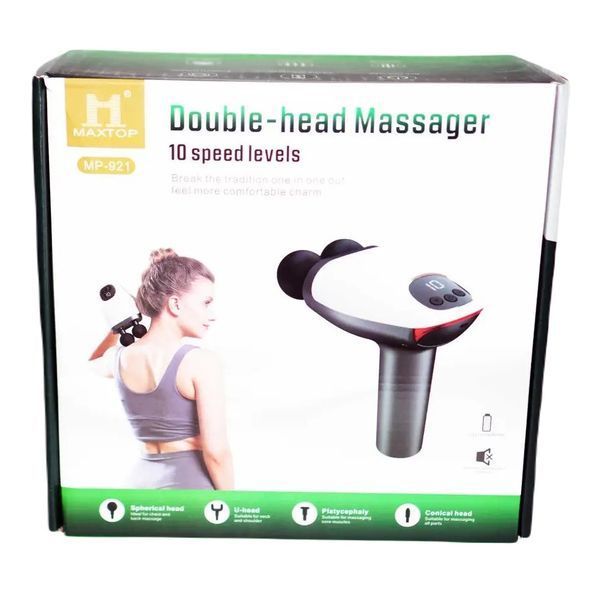 Ручний масажер для м'язів Massage Gun Maxtop MP-921 акумуляторний 25W White-Grey 3_05154 фото