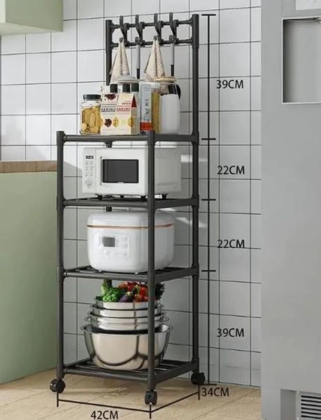 Стелаж для зберігання 4 яруси на колесах 42x34x130 см 3_06783 фото