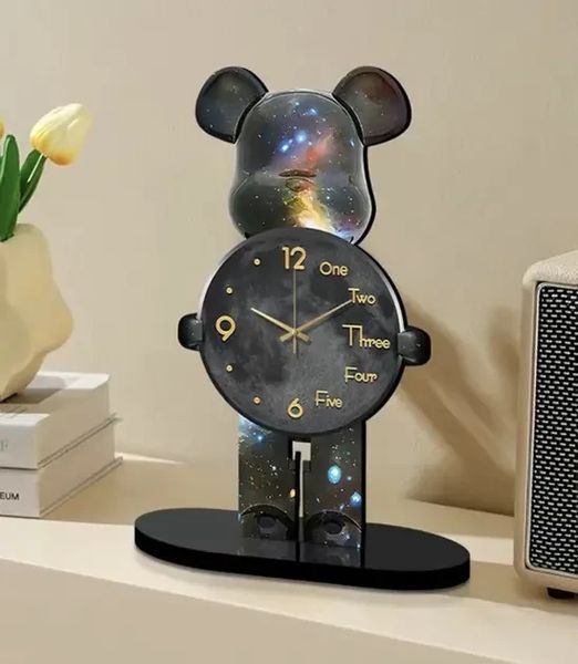 Настільні годинники Bearbrick Космічний Ведмедик 30 см стильні Black 3_06483 фото