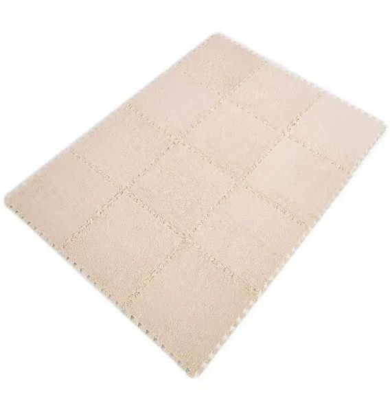 Килимок-пазл для ігор PZ-201 20 елементів 30x30 см з ворсом Beige White 3_07187 фото