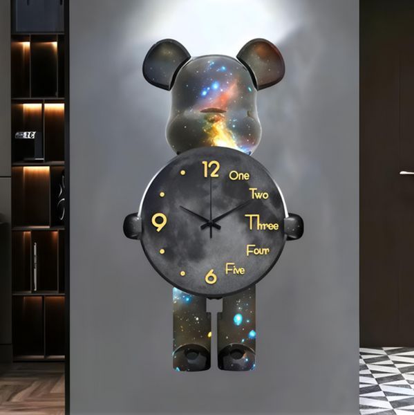 Настенные часы Bearbrick LED подсветка 31x60 см Black 3_08065 фото