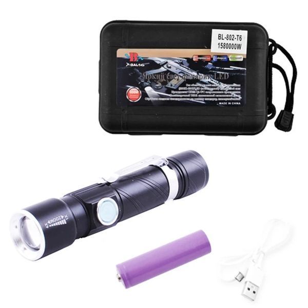 Фонарь Police Tactical BL-802 с T6 LED Zoom 1x18650 microUSB 7_00895 фото