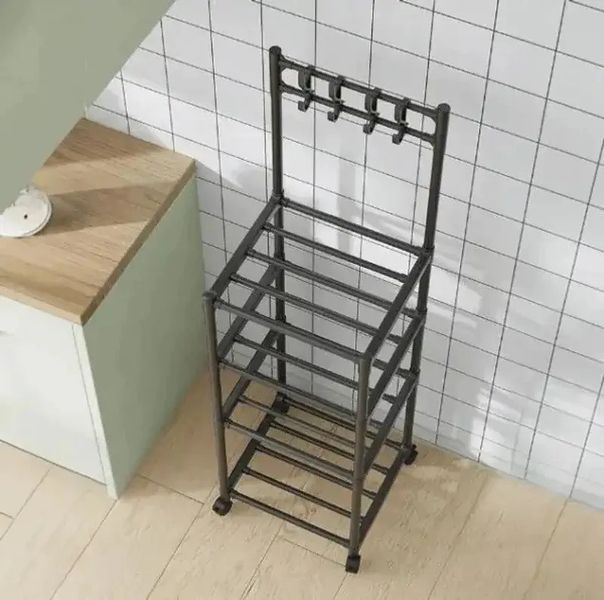 Стелаж для зберігання 4 яруси на колесах 42x34x130 см 3_06783 фото