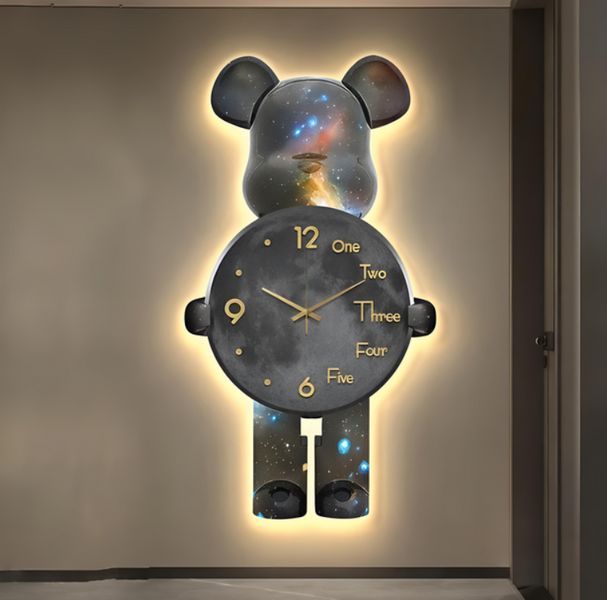 Настенные часы Bearbrick LED подсветка 31x60 см Black 3_08065 фото