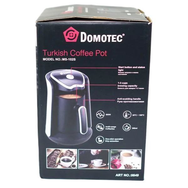 Електрична кавоварка Domotec MS-102S для кави 0.55L 600W Чорно-Синя 3_07049 фото
