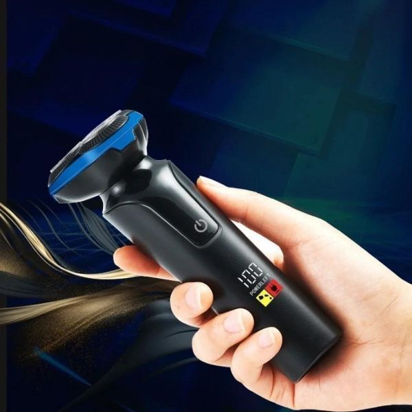 Электробритва Geemy GM-9010 для влажного и сухого бритья с дисплеем черная 3_05689 фото