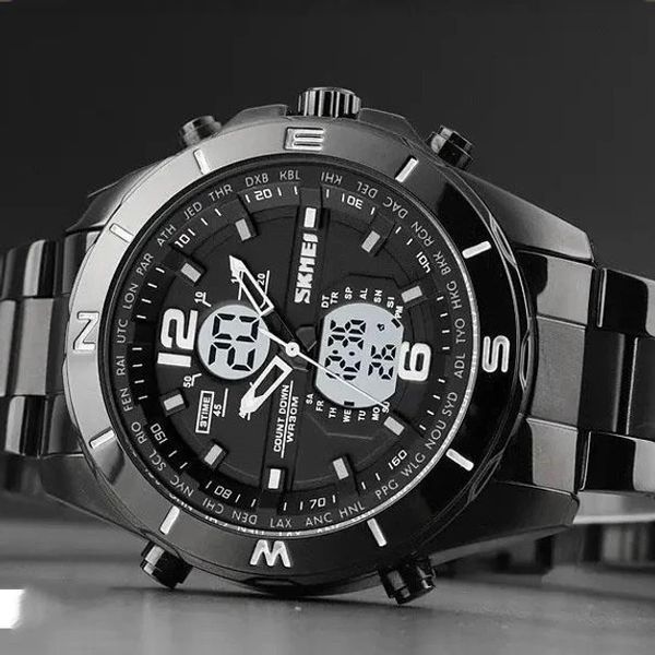 Мужские часы Skmei 1670 с подсветкой и влагозащитой 5 АТМ Black 7_02255 фото