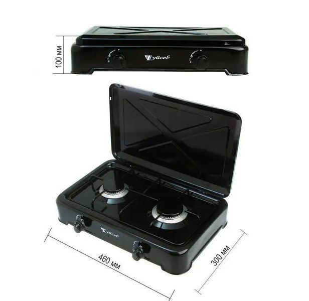Компактна газова плита Yucell O-200-LPG 2 конфорки 2700W для кухні Black 3_05962 фото