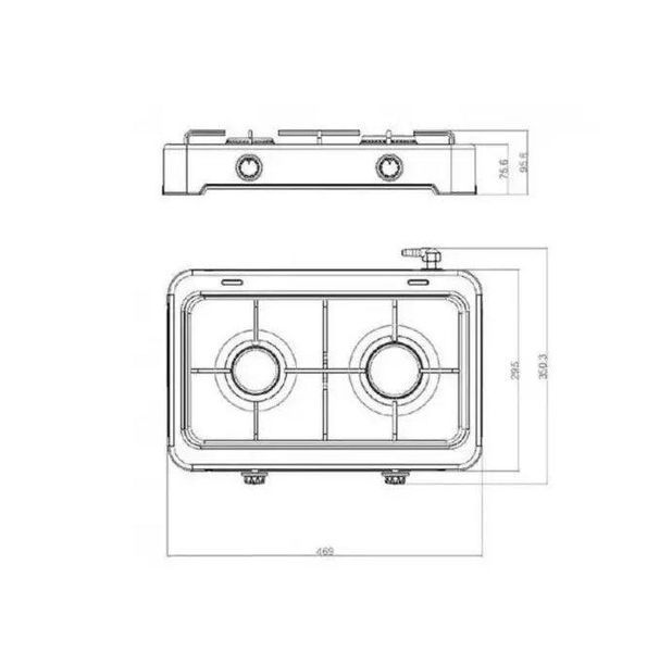 Компактна газова плита Yucell O-200-LPG 2 конфорки 2700W для кухні Black 3_05962 фото