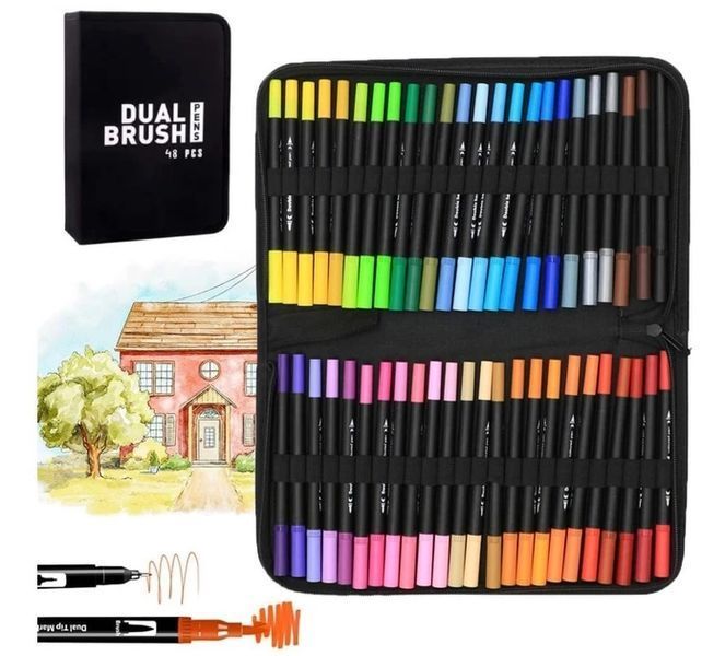 Набор маркеров для рисования Black Dual Brush Pens 48 шт в сумке 3_06268 фото