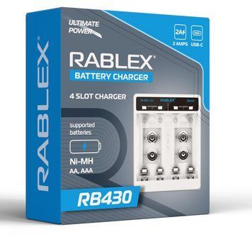 Подвійне зарядне пристрій Rablex RB430 для Ni-MH 4 акумуляторів AA AAA 9V 2A 7_01851 фото