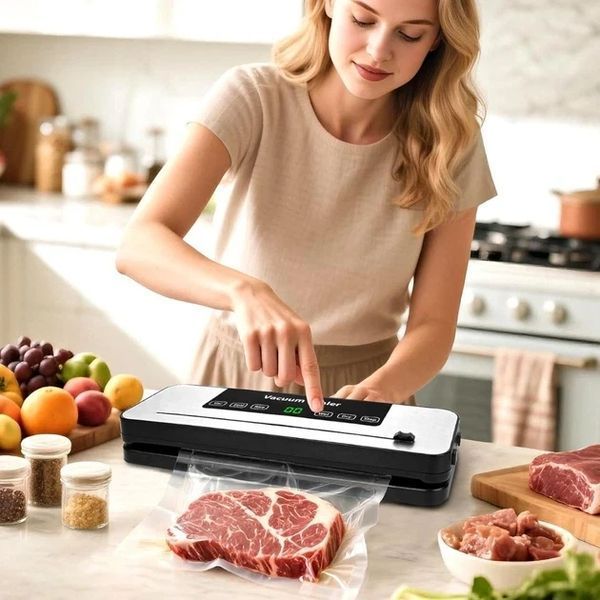 Вакууматор Vacuum Sealer 120W з 10 пакетами Black-White 3_08219 фото